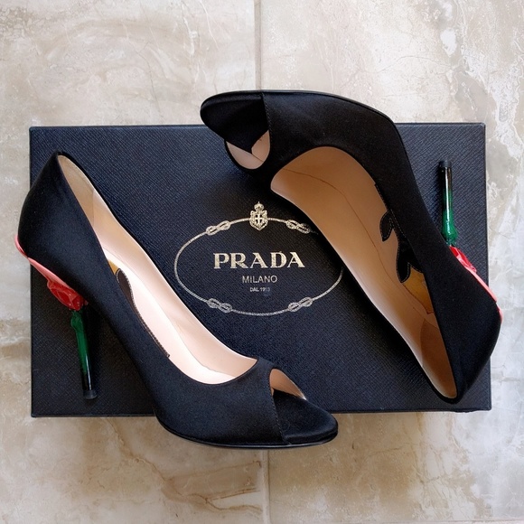 Prada Rose Flower Stem Carved Heel Stiletto v-day - Picture 7 of 8